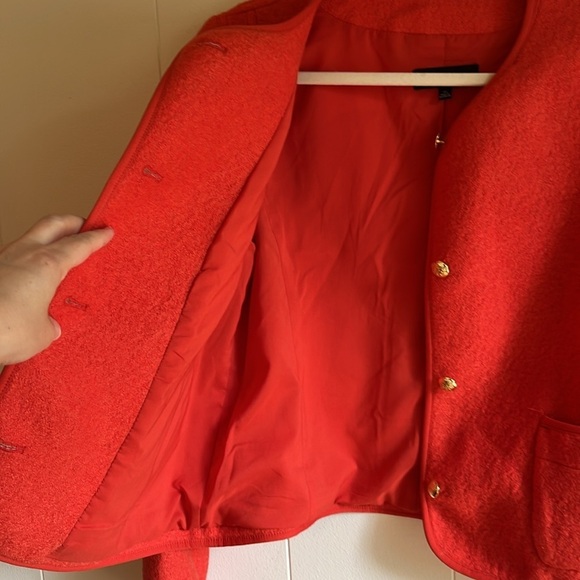 Talbots Berkshire Wool Blend Crop Red Orange Preppy Office Career Jacket Sz 10 - Picture 14 of 15